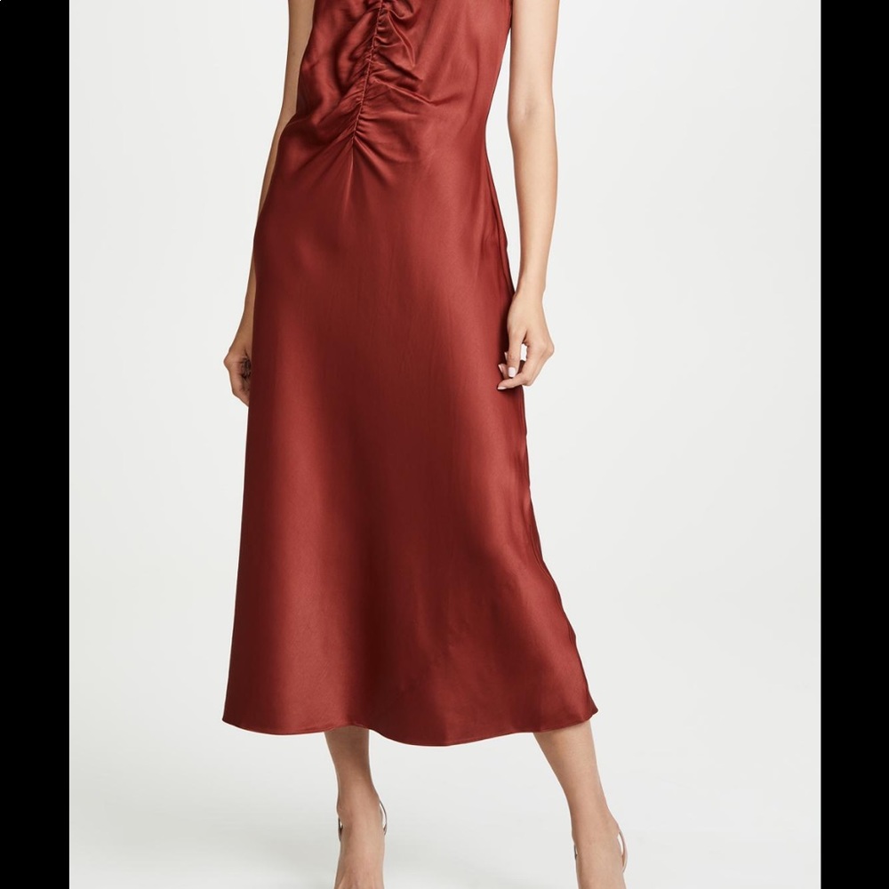 FRAME brick red midi dress